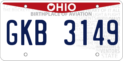 OH license plate GKB3149