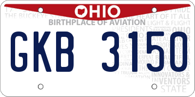 OH license plate GKB3150