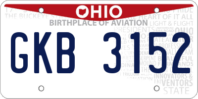 OH license plate GKB3152
