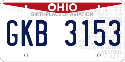 OH license plate GKB3153