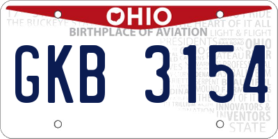 OH license plate GKB3154