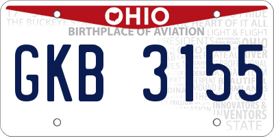 OH license plate GKB3155