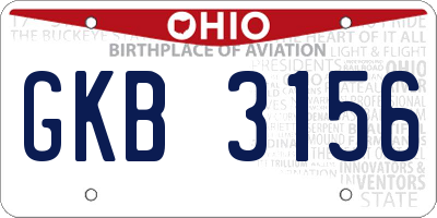 OH license plate GKB3156