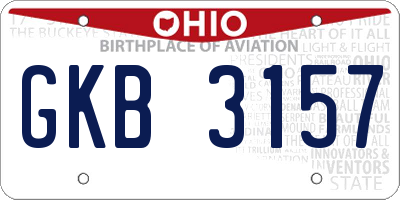 OH license plate GKB3157