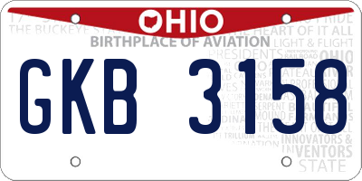 OH license plate GKB3158