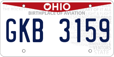 OH license plate GKB3159