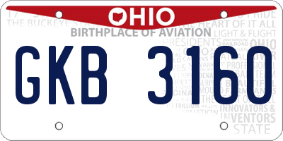 OH license plate GKB3160