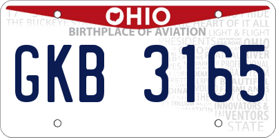 OH license plate GKB3165