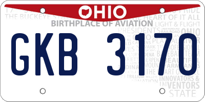 OH license plate GKB3170