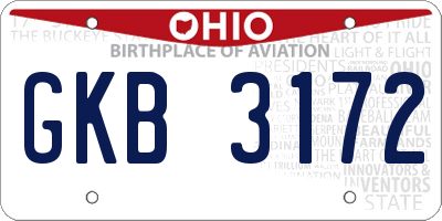 OH license plate GKB3172