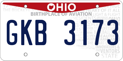 OH license plate GKB3173
