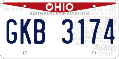 OH license plate GKB3174