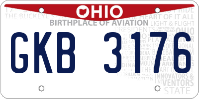 OH license plate GKB3176