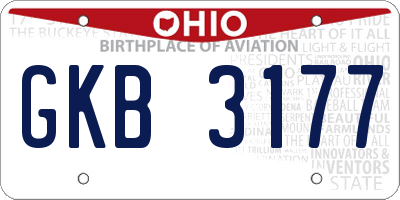 OH license plate GKB3177