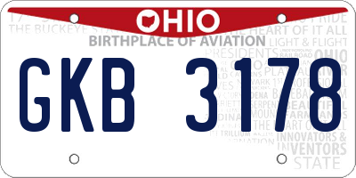 OH license plate GKB3178