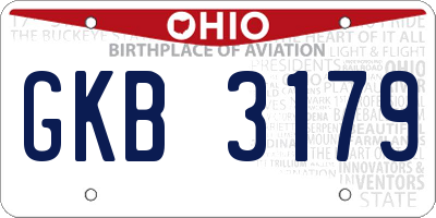 OH license plate GKB3179