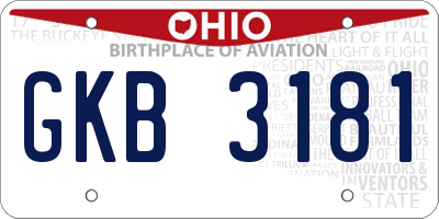 OH license plate GKB3181