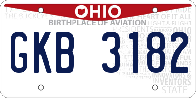 OH license plate GKB3182
