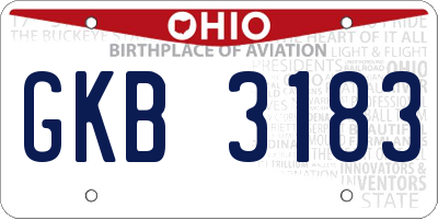 OH license plate GKB3183