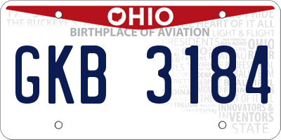 OH license plate GKB3184