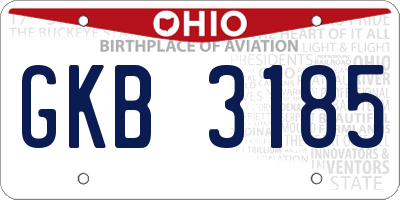 OH license plate GKB3185