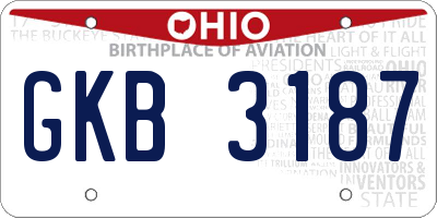 OH license plate GKB3187