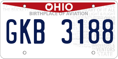 OH license plate GKB3188