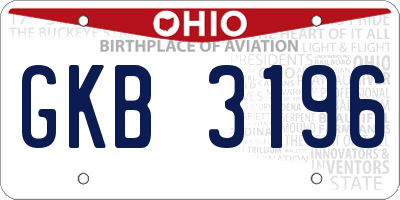 OH license plate GKB3196