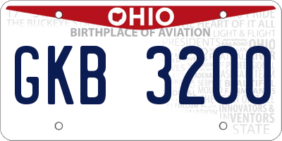 OH license plate GKB3200