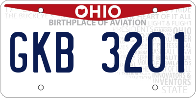 OH license plate GKB3201