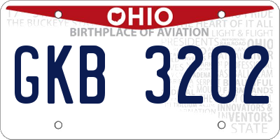OH license plate GKB3202