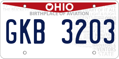 OH license plate GKB3203