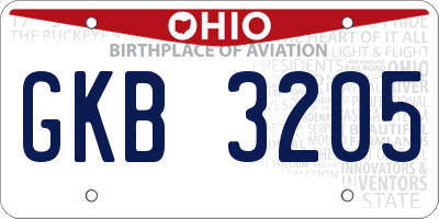 OH license plate GKB3205