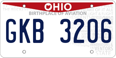 OH license plate GKB3206