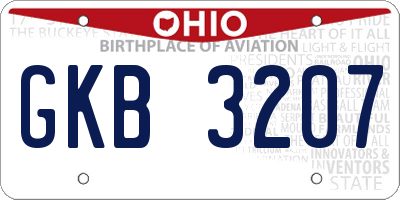 OH license plate GKB3207