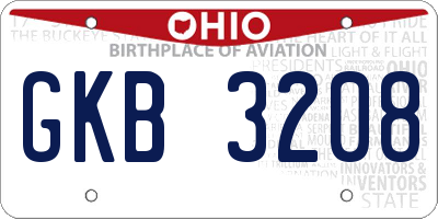 OH license plate GKB3208