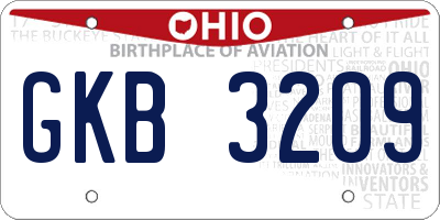 OH license plate GKB3209