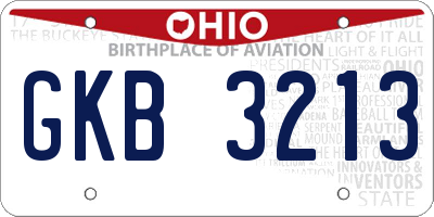 OH license plate GKB3213