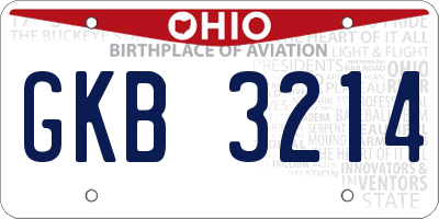 OH license plate GKB3214