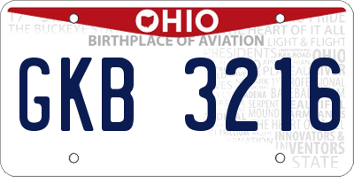 OH license plate GKB3216