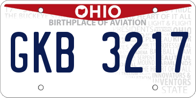 OH license plate GKB3217