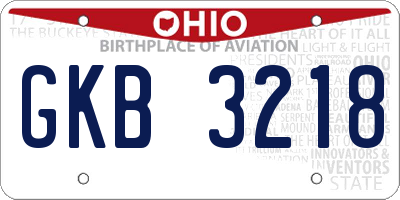 OH license plate GKB3218