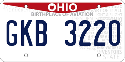 OH license plate GKB3220