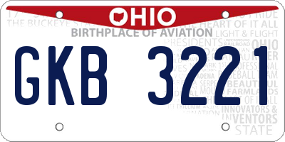 OH license plate GKB3221