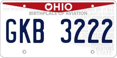 OH license plate GKB3222