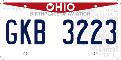OH license plate GKB3223
