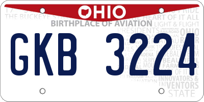 OH license plate GKB3224