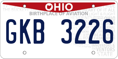 OH license plate GKB3226