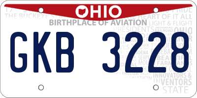 OH license plate GKB3228