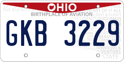 OH license plate GKB3229